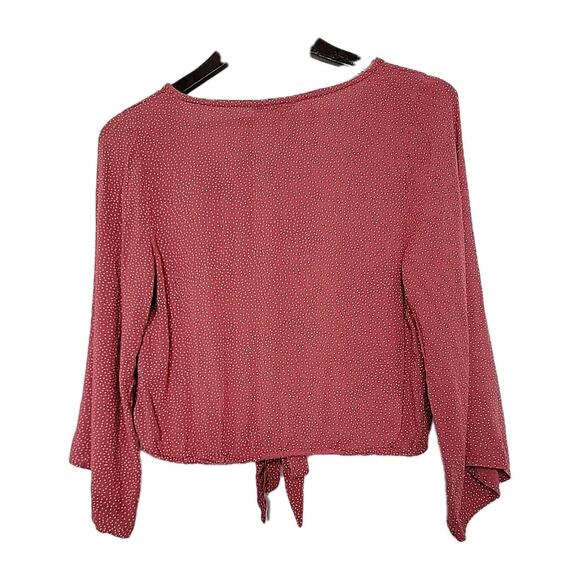 American Eagle Outfitters Woman's Crop Top Pink Polka Dots 3/4 Sleeves Medium - Picture 4 of 8